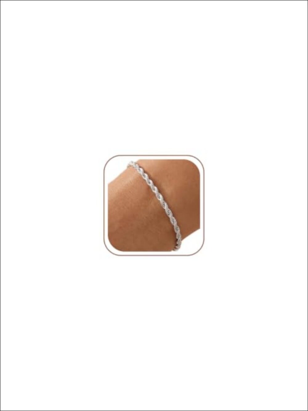 S925 Sterling Silver Rope Chain Bracelet for Women 3mm Minimalist Layerable